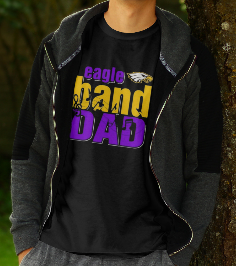 Eagle Band Dad With Eagle Head Icon Yellow And Purple T-Shirt