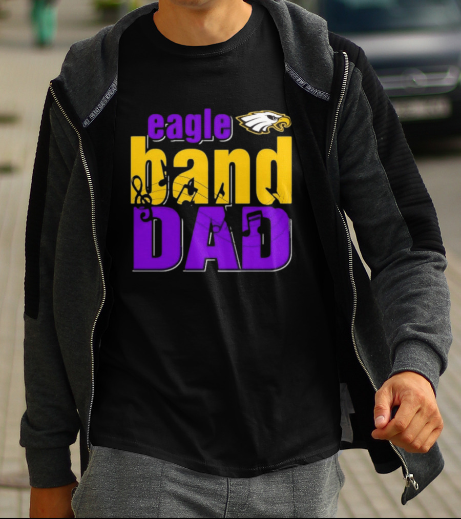 Eagle Band Dad With Eagle Head Icon Yellow And Purple T-Shirt