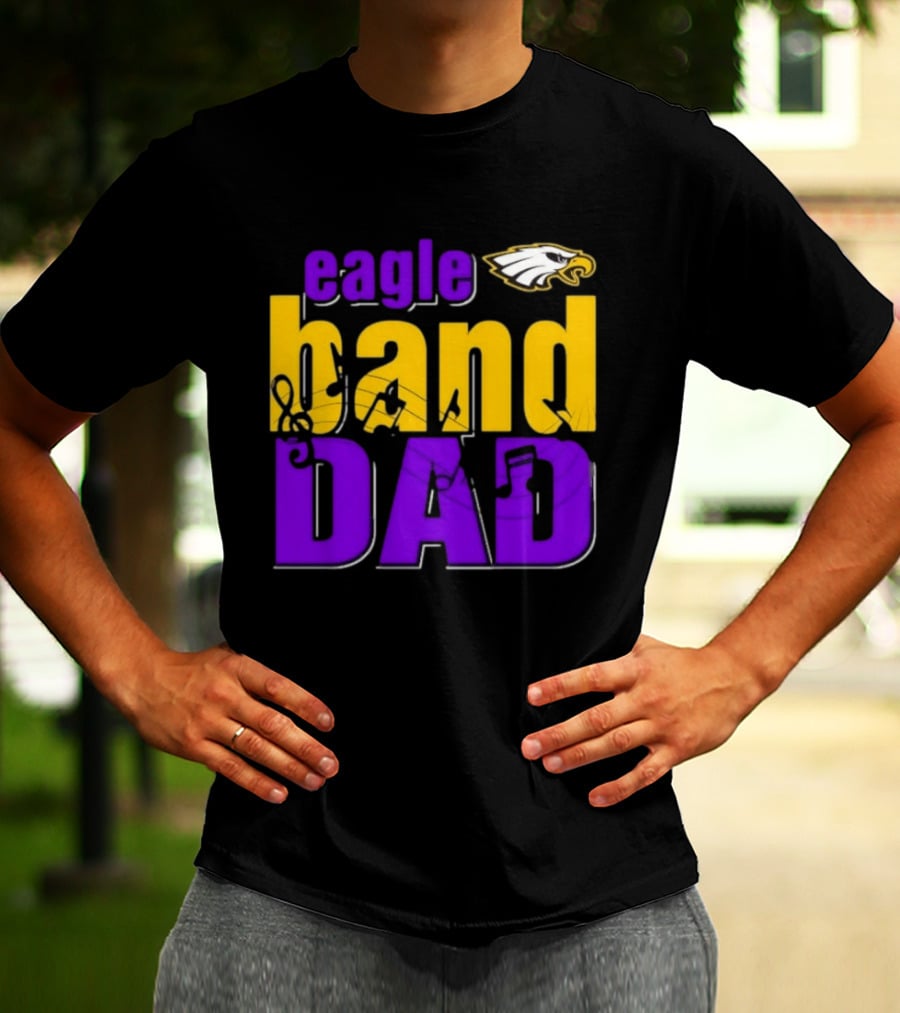 Eagle Band Dad With Eagle Head Icon Yellow And Purple T-Shirt