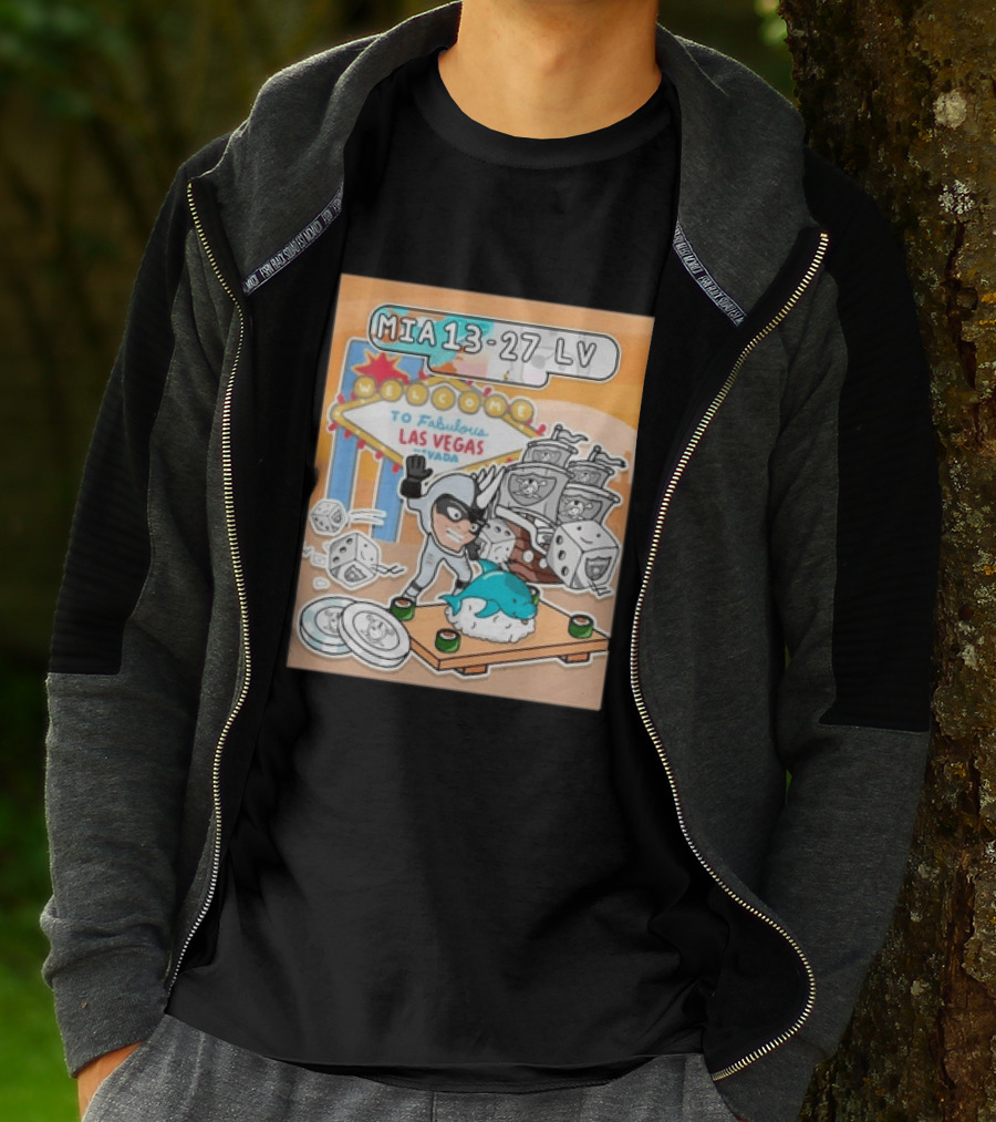 MIA 13 27 LV Welcome To Fabulous Las Vegas Sushi Dice Robots T-Shirt