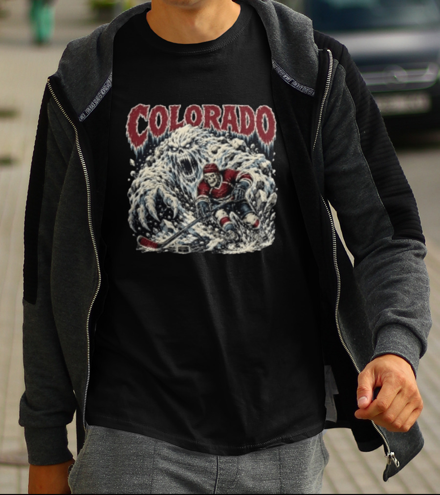 Colorado Avalanche Hockey Skeleton Player Ice Monster Chase T-Shirt