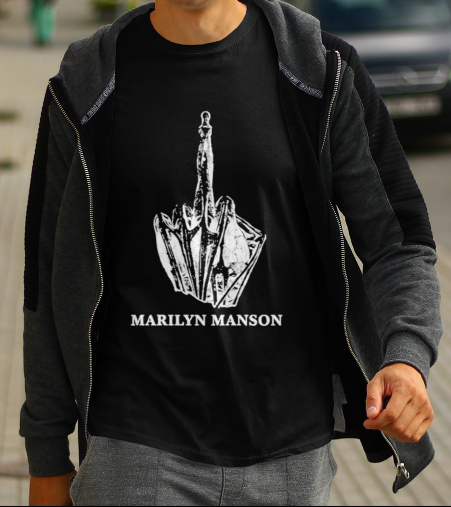 Marilyn Manson Middle Fingers Freaks On Tour 2026 With Rob Zombie T-Shirt
