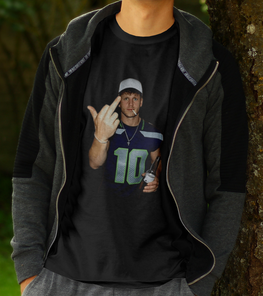Seattle Seahawks Cooper Kupp Smoking Beer Gesture Iconic Football T-Shirt
