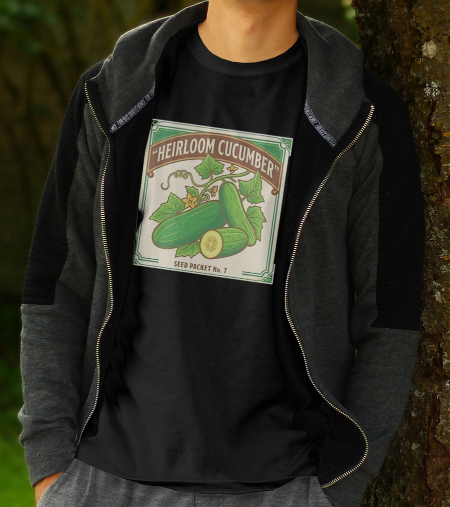 Heirloom Cucumber Seed Packet No 7 Vintage Gardening Iconic Green T-Shirt