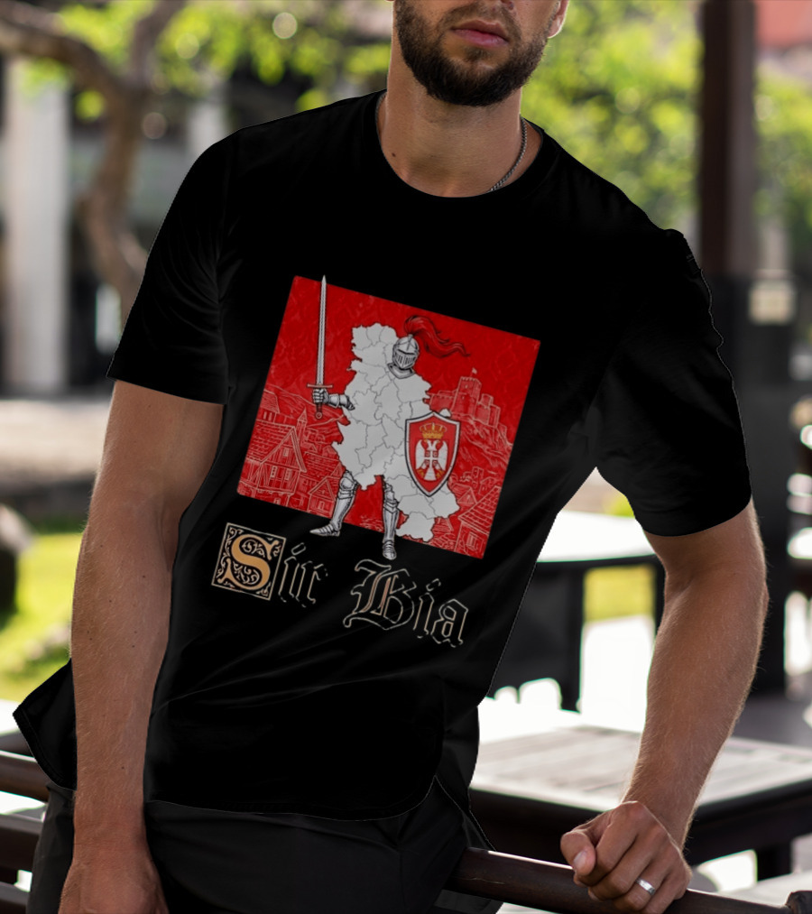 Sir Bia Knight Of Serbia Map Serbian Pride Shield Armor Heritage T-Shirt