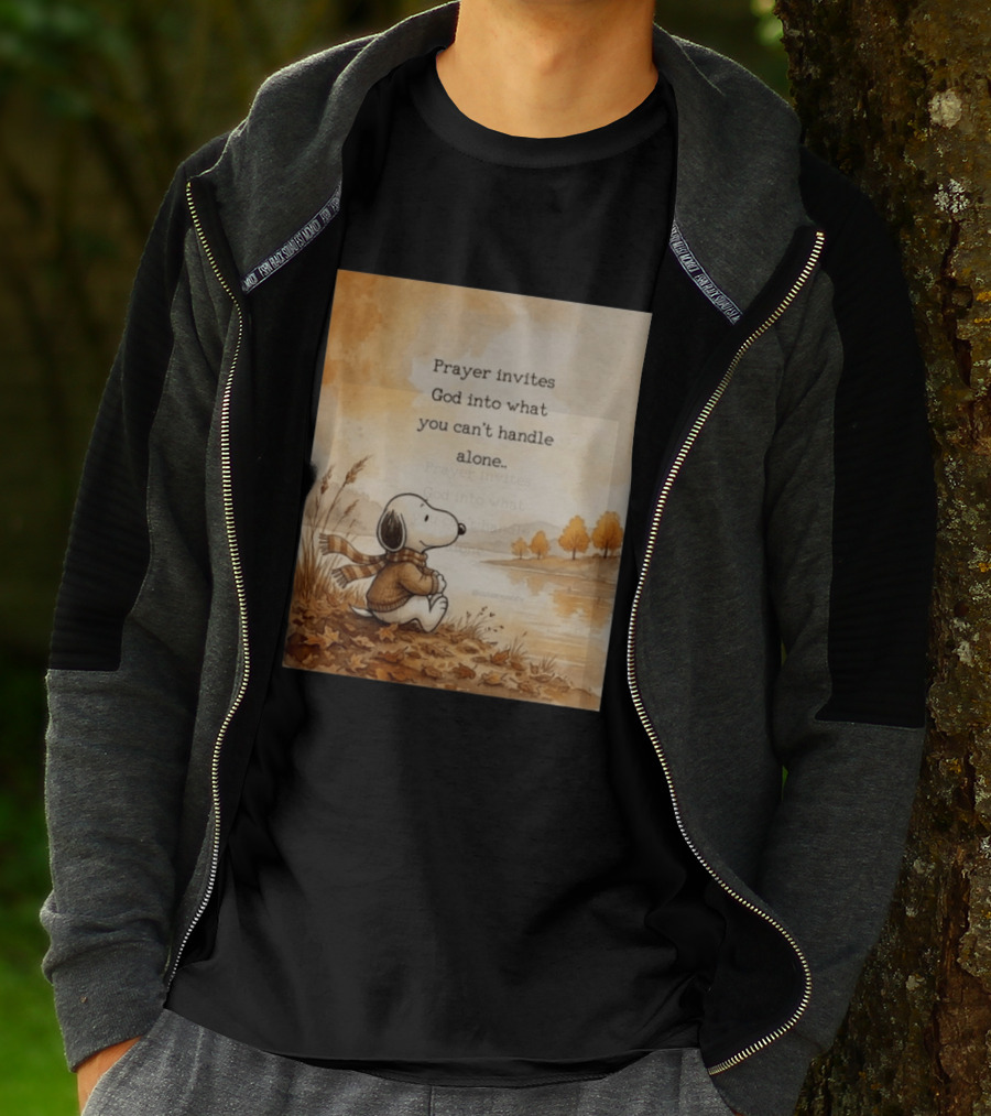 Snoopy Prayer Invites God Into What You Can't Handle Alone Autumn Scene T-Shirt