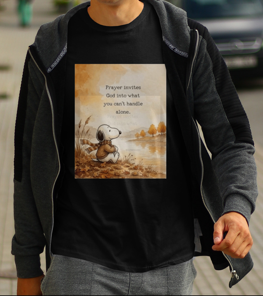 Snoopy Prayer Invites God Into What You Can't Handle Alone Autumn Scene T-Shirt