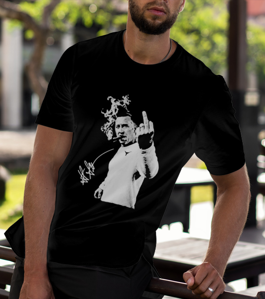 Steve Sarkisian Gesture Smoking Cigar Signature T-Shirt