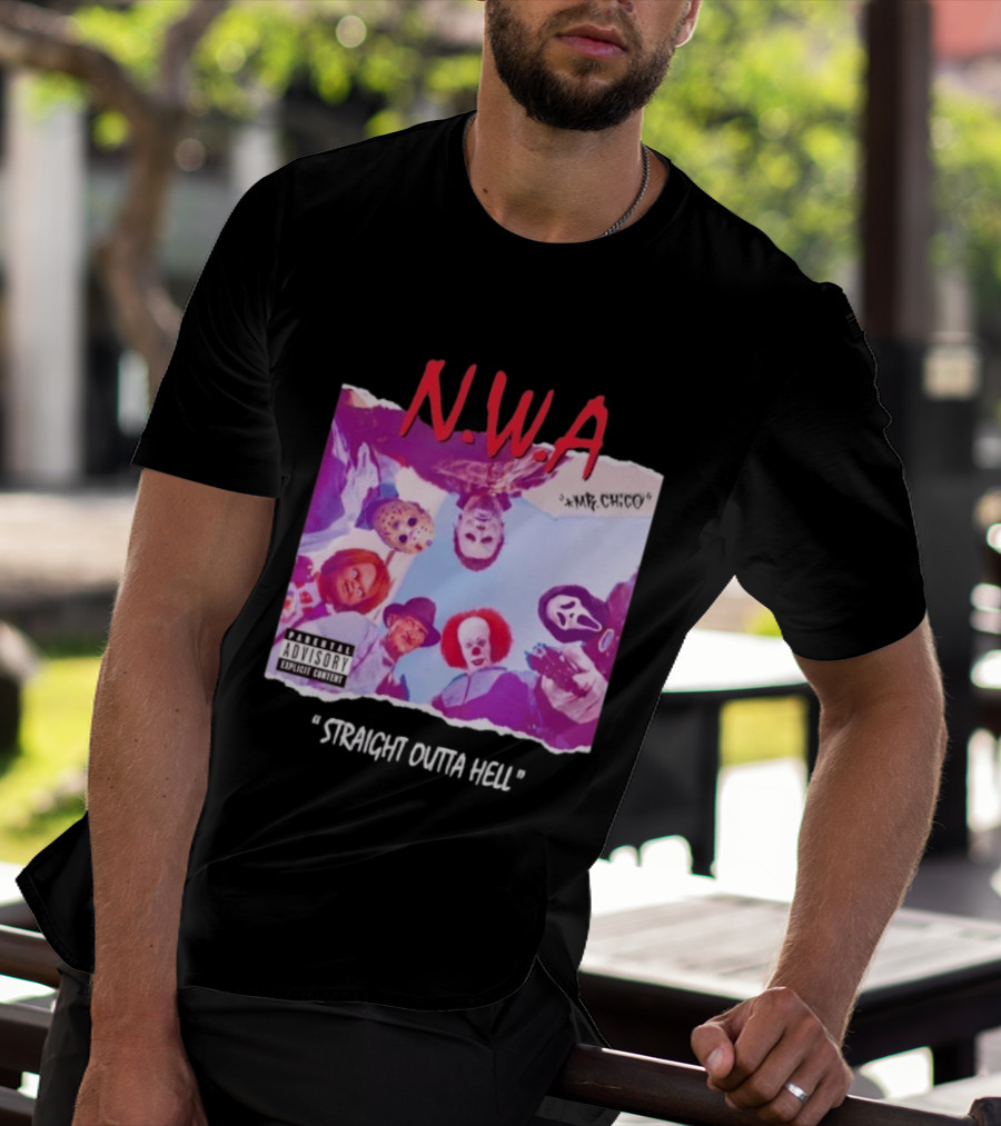 N.W.A Straight Outta Hell Horror Movie Character Mashup T-Shirt