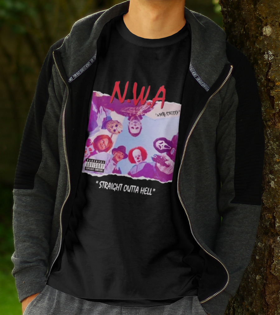 N.W.A Straight Outta Hell Horror Movie Character Mashup T-Shirt