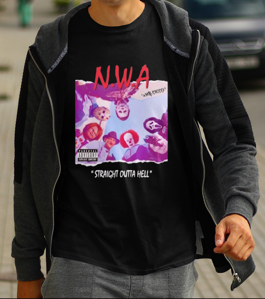N.W.A Straight Outta Hell Horror Movie Character Mashup T-Shirt
