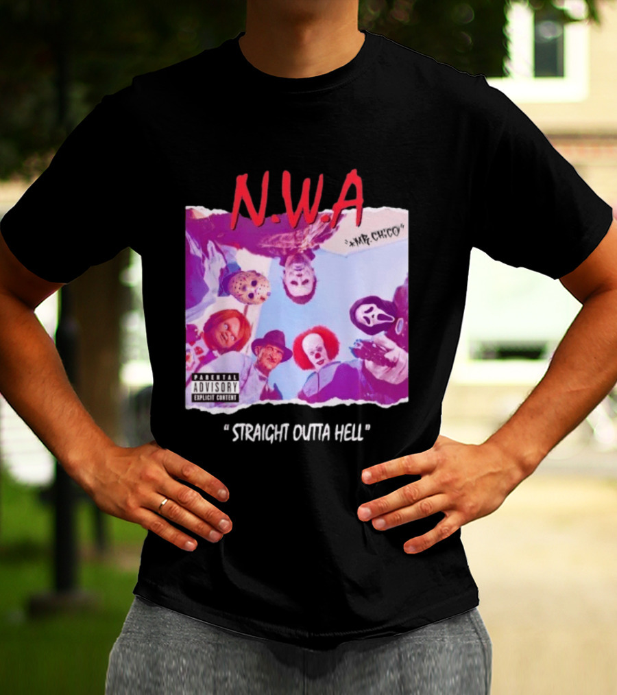 N.W.A Straight Outta Hell Horror Movie Character Mashup T-Shirt