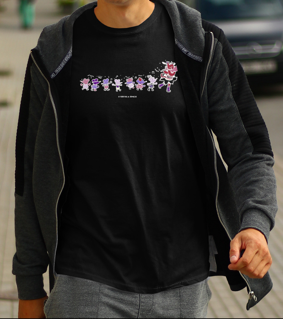 O Flautista De Hamelin Pied Piper Fairy Tale Mouse Parade T-Shirt