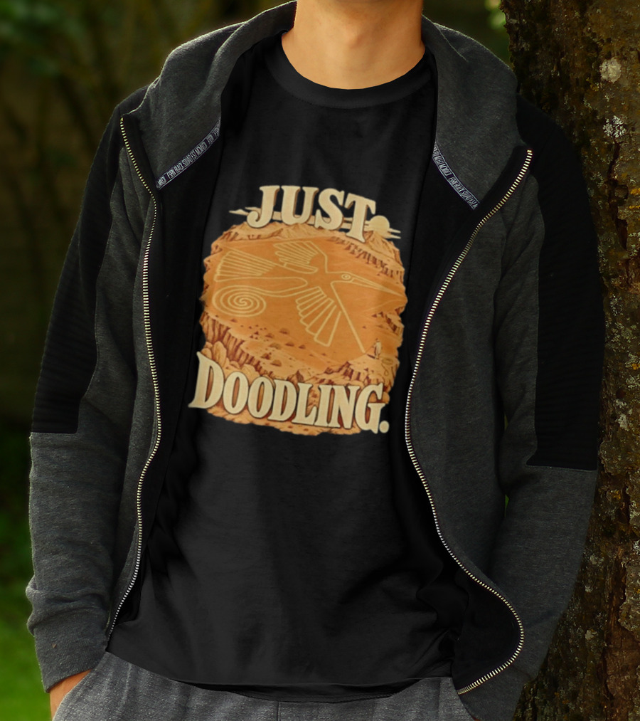 Just Doodling Nazca Lines Hummingbird Desert Landscape T-Shirt