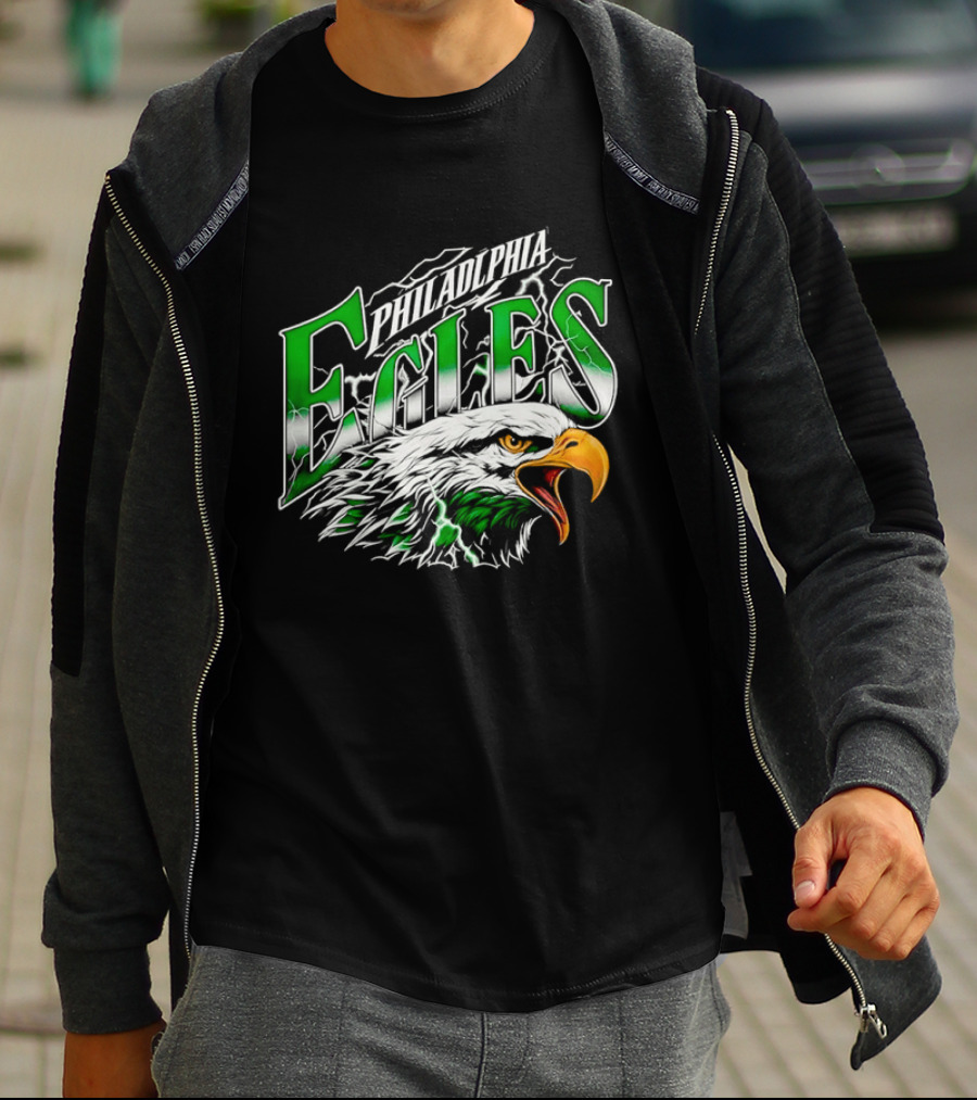 Philadelphia Eagles Lightning Eagle Green T-Shirt