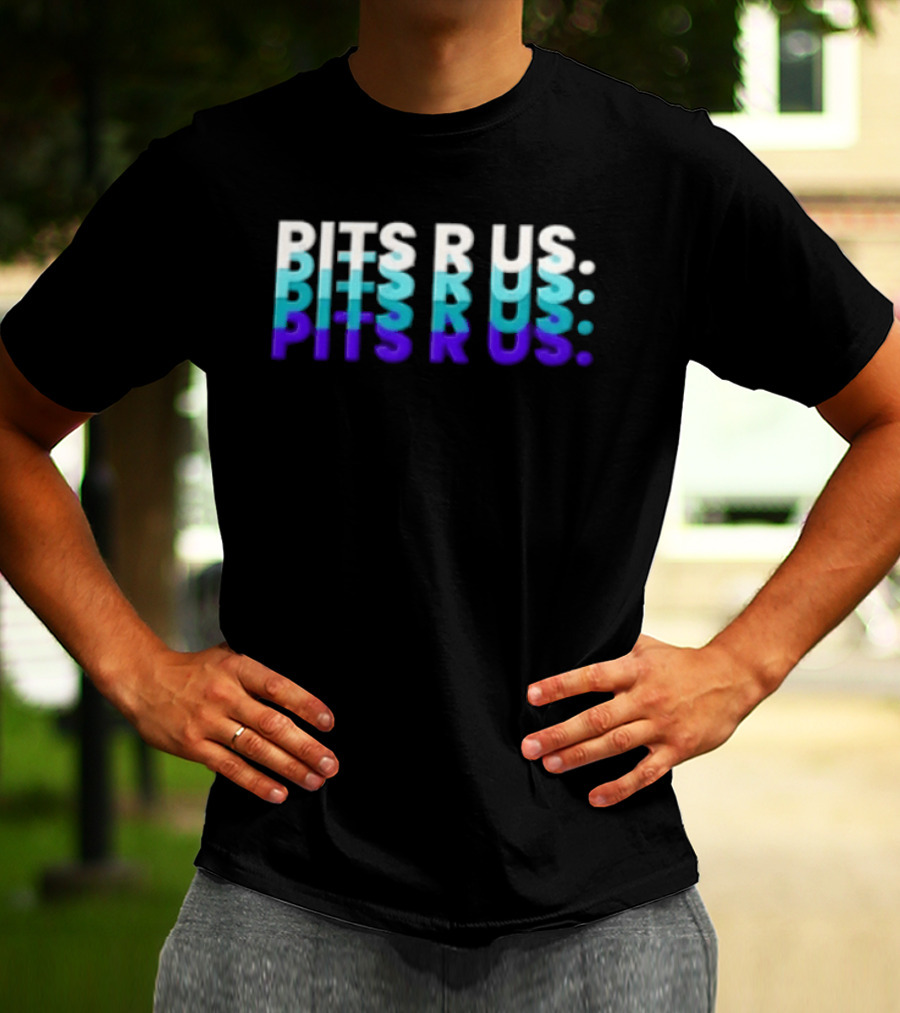 Pits R Us Layered Echo White Cyan Purple Gradient T-Shirt