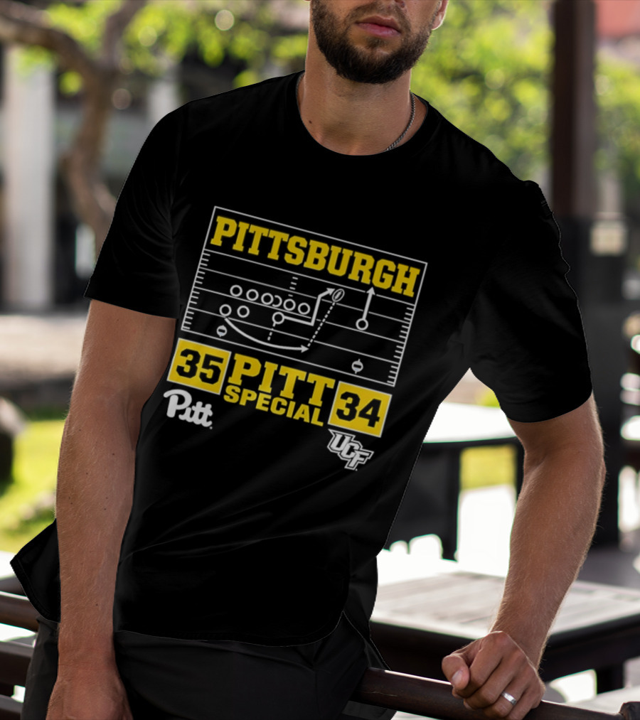 Pittsburgh Pitt Special 35 34 Victory Football Play Diagram Vs UCF T-Shirt