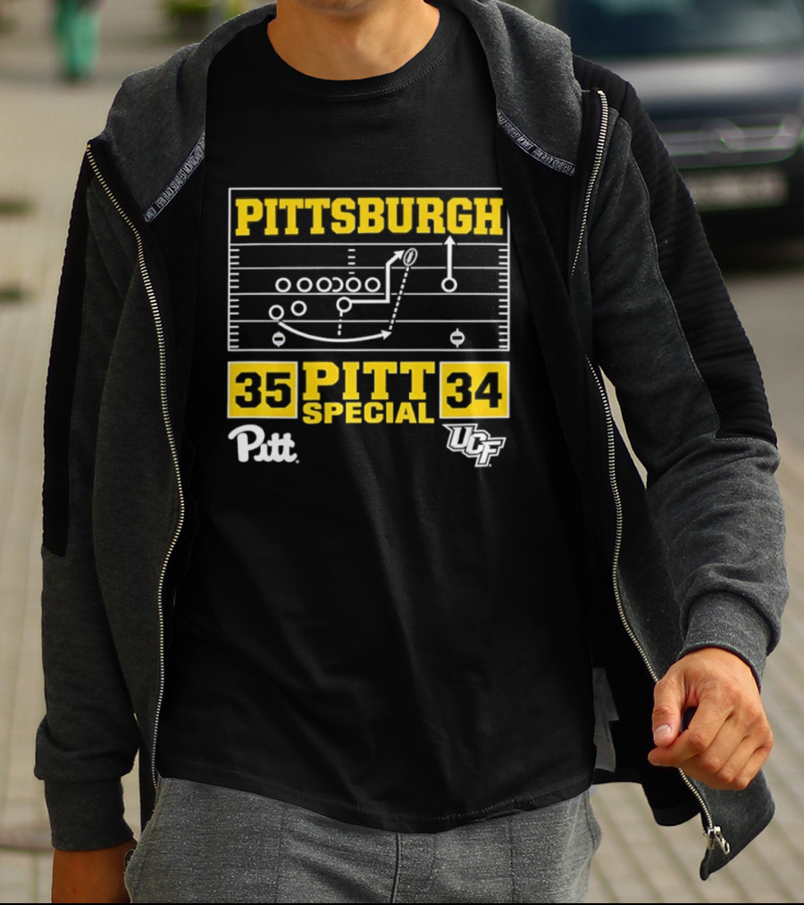 Pittsburgh Pitt Special 35 34 Victory Football Play Diagram Vs UCF T-Shirt