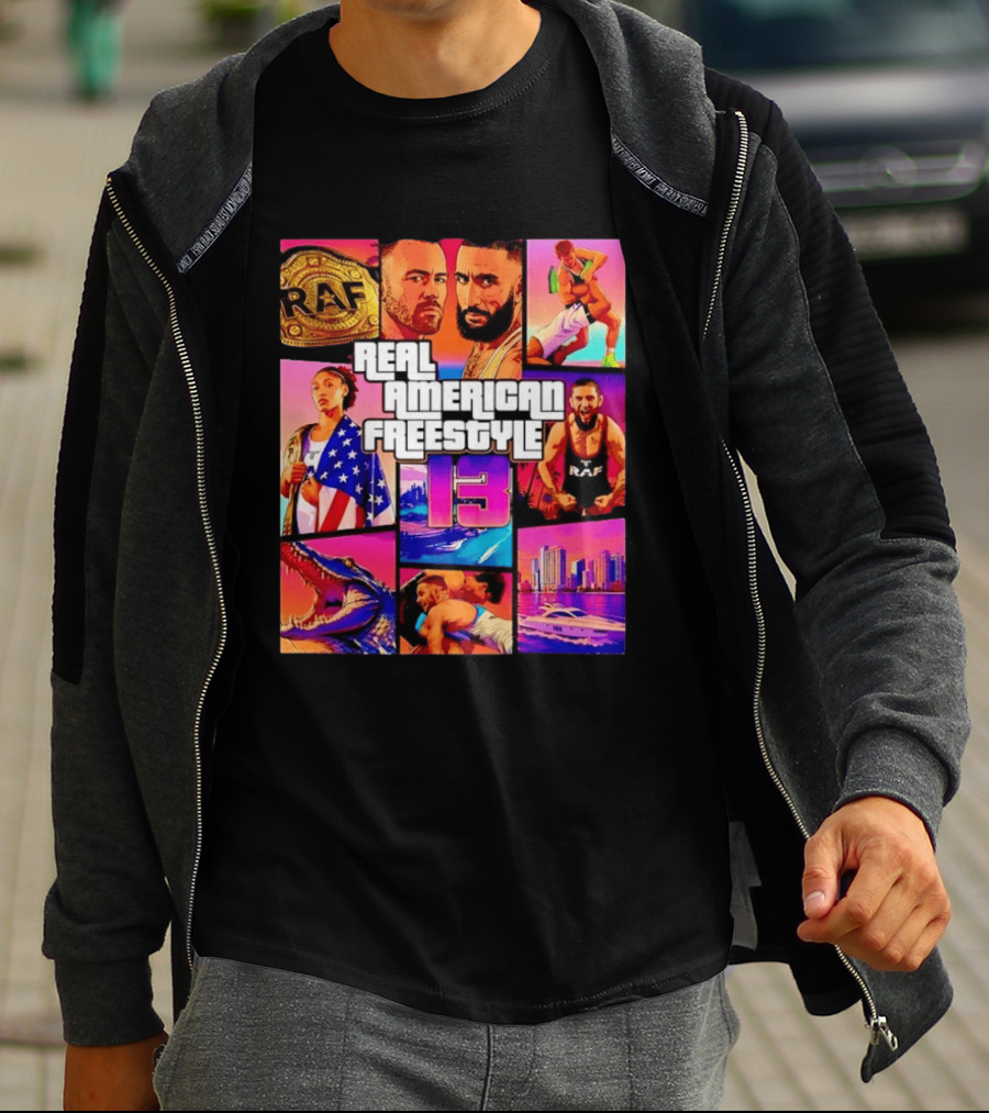 Real American Freestyle 13 Wrestling RAF Alligator Miami Scene T-Shirt