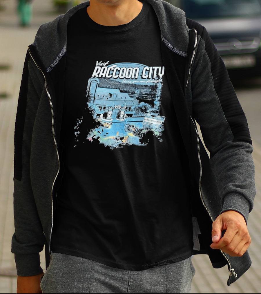 Visit Raccoon City Bring Your Own Flashlight RPD Entrance Postcard T-Shirt