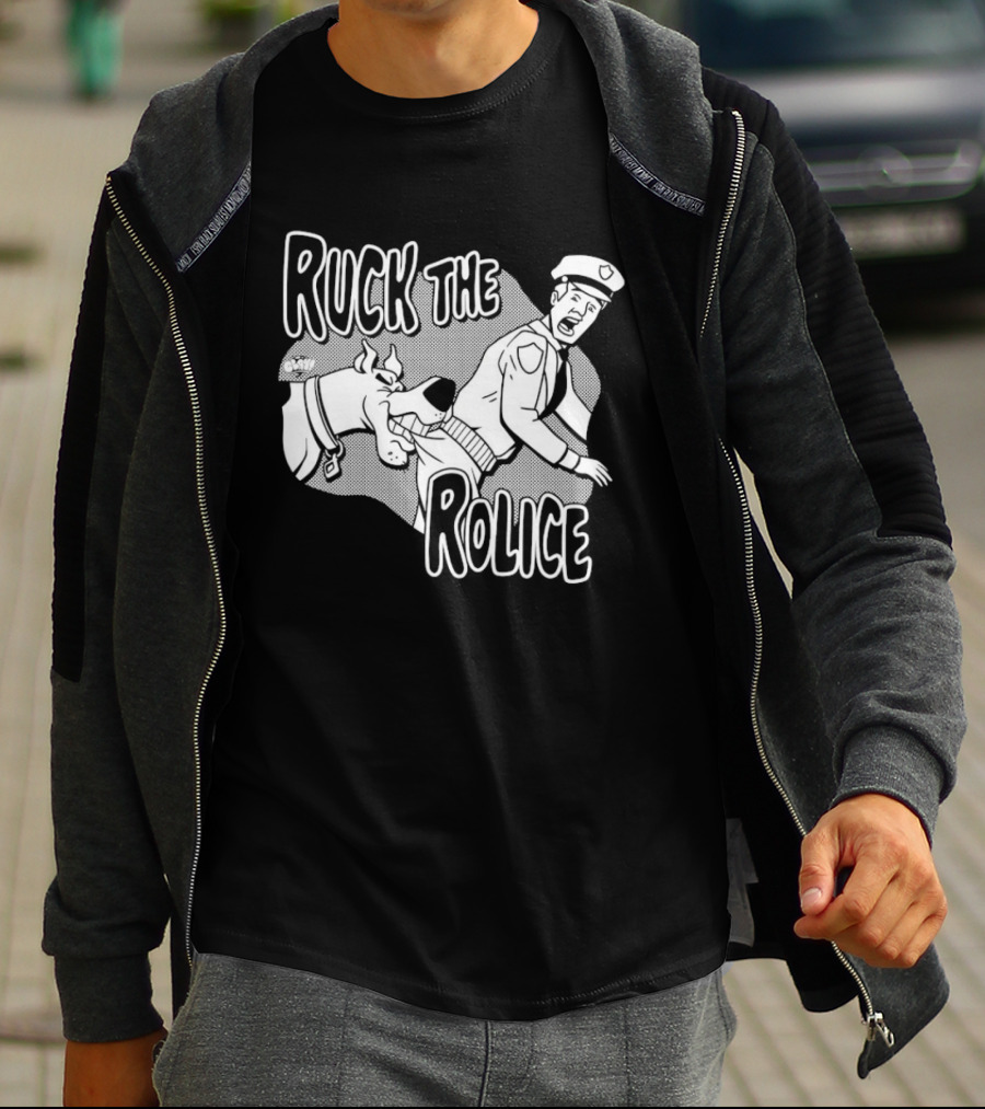 Ruck The Rolice Cartoon Dog Satire Pop Culture Police Officer And Dog T-Shirt