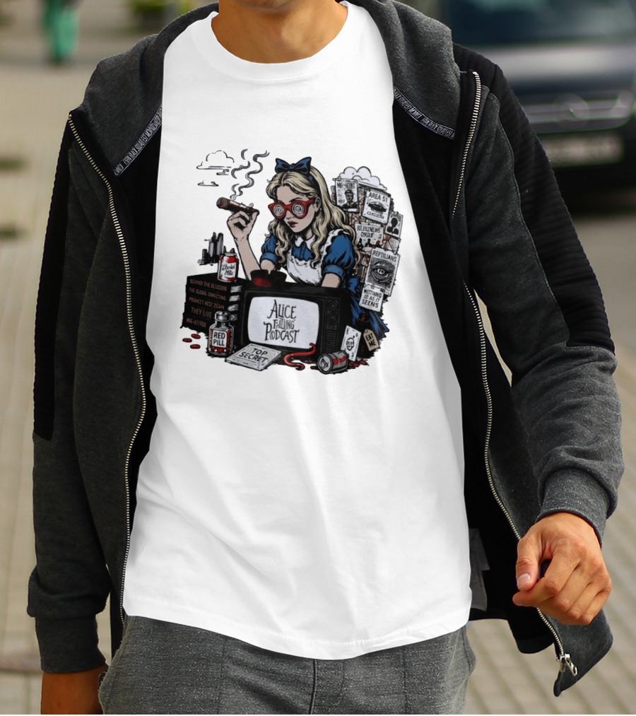 Alice Falling Podcast Conspiracy Theory Red Pill Top Secret Area 51 Reptilians Seeing Is Believing T-Shirt