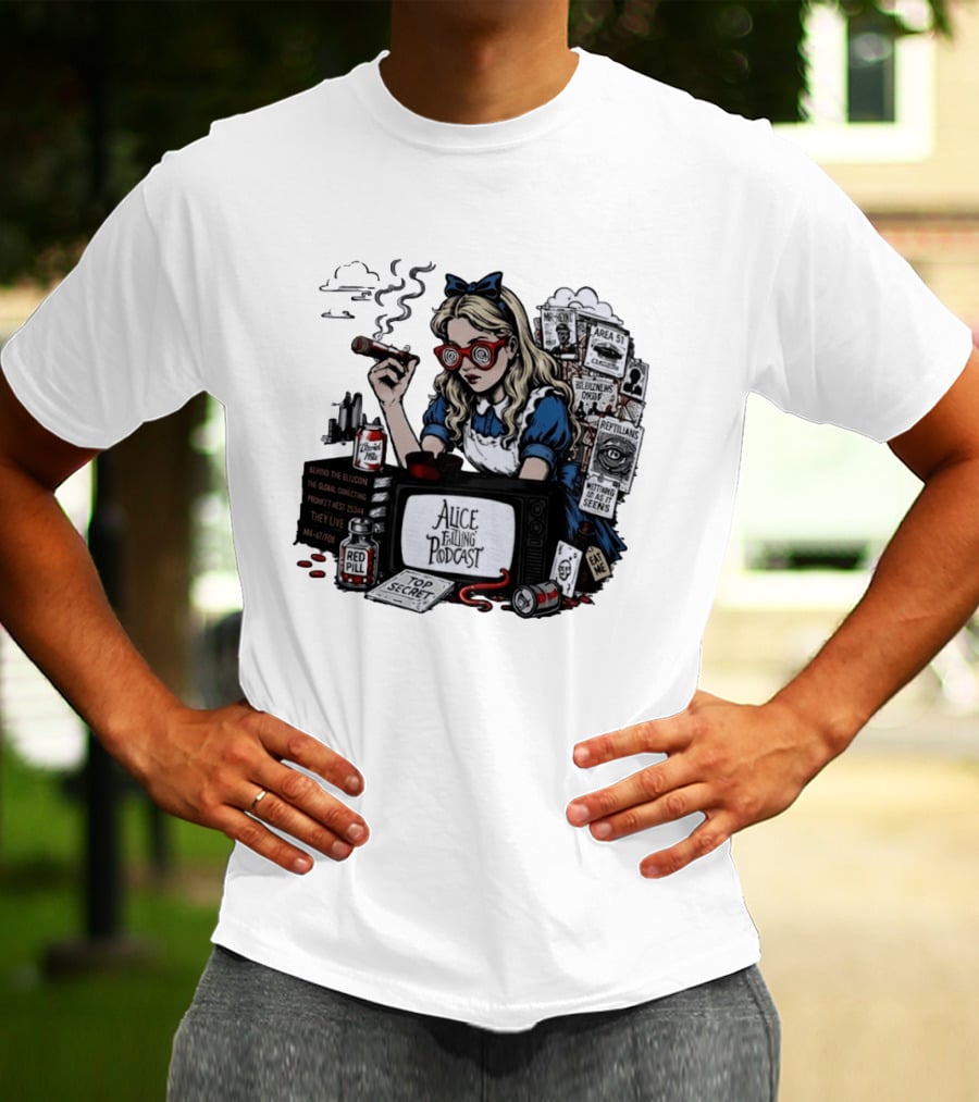 Alice Falling Podcast Conspiracy Theory Red Pill Top Secret Area 51 Reptilians Seeing Is Believing T-Shirt