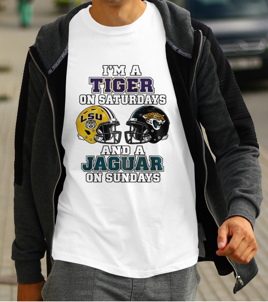 LSU Tigers Saturday Spirit Jacksonville Jaguars Sunday Fandom T-Shirt