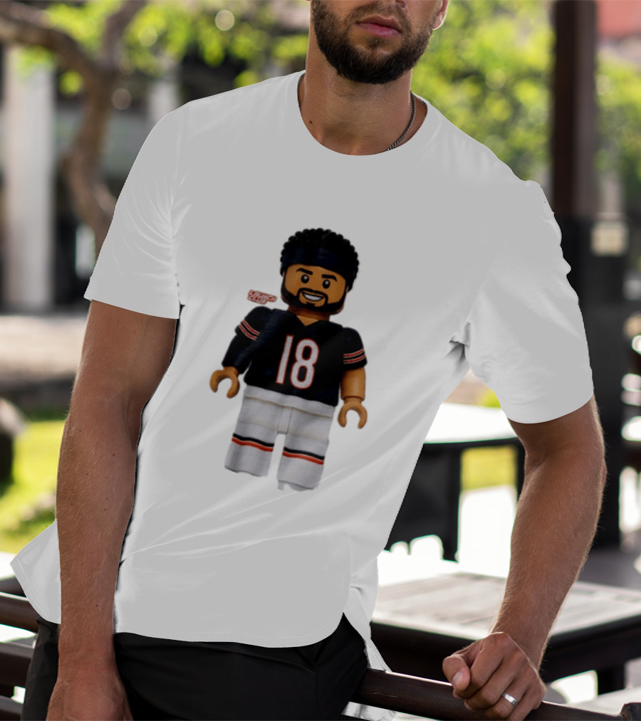 Chicago Bears Quarterback Caleb Williams 18 Lego Minifigure T-Shirt