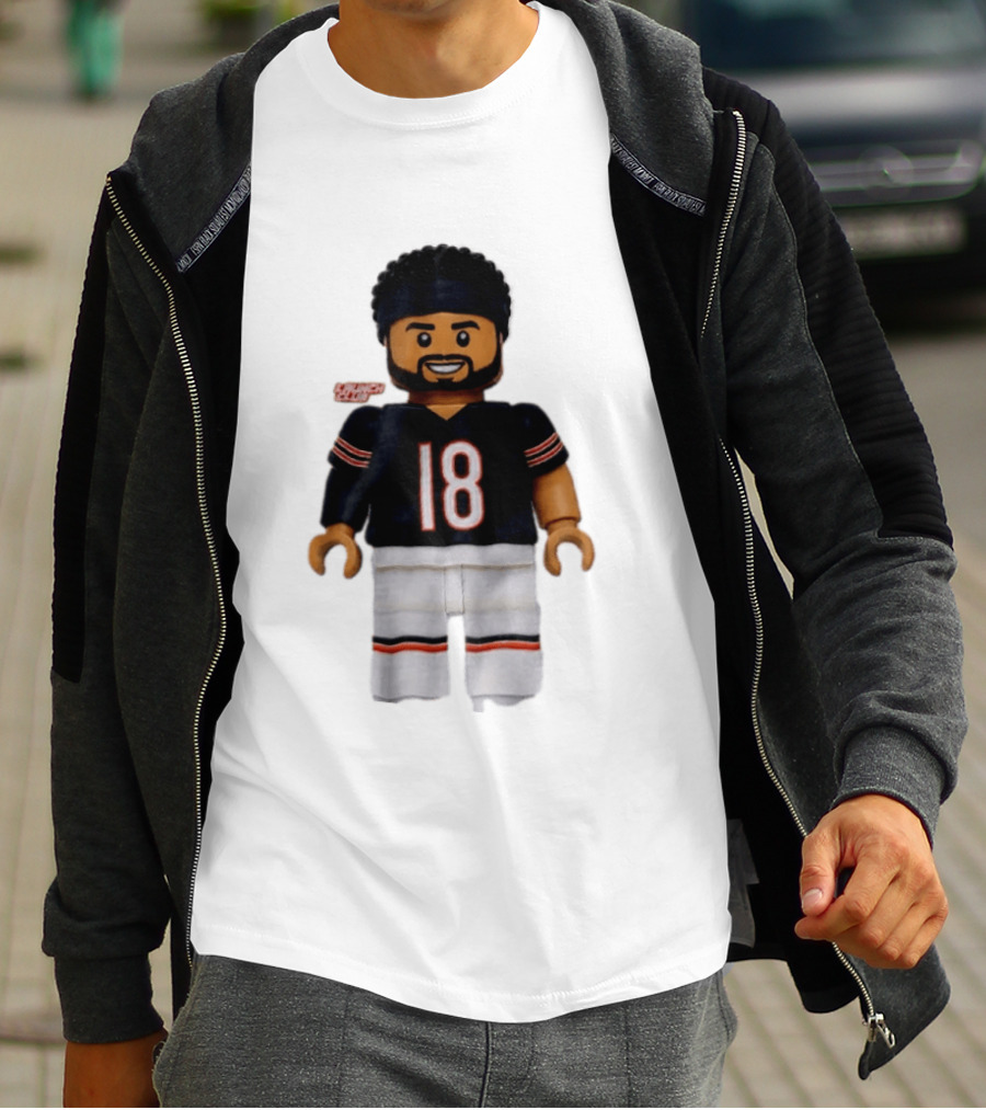 Chicago Bears Quarterback Caleb Williams 18 Lego Minifigure T-Shirt