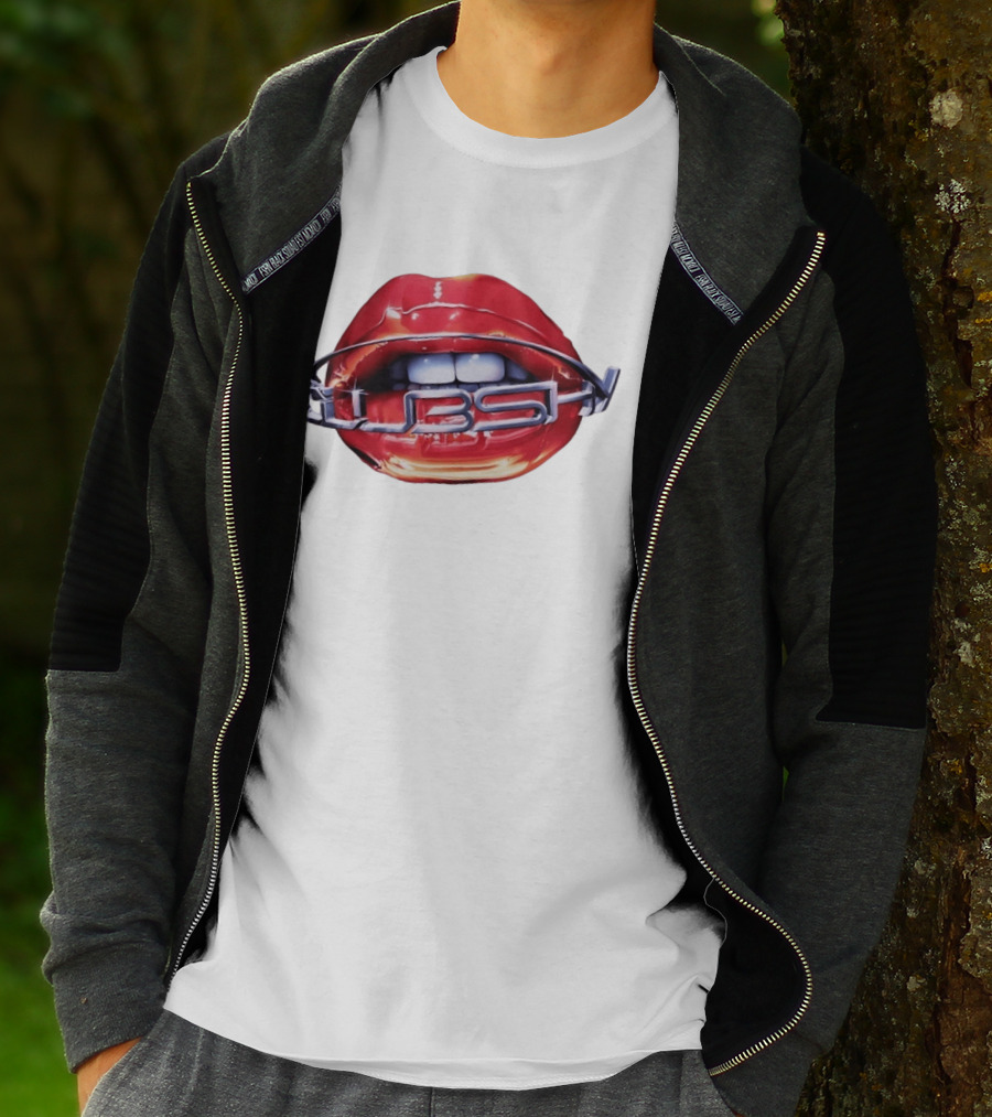 Chicago Cubs Lips Y2K MLB Baseball Chrome Letters T-Shirt