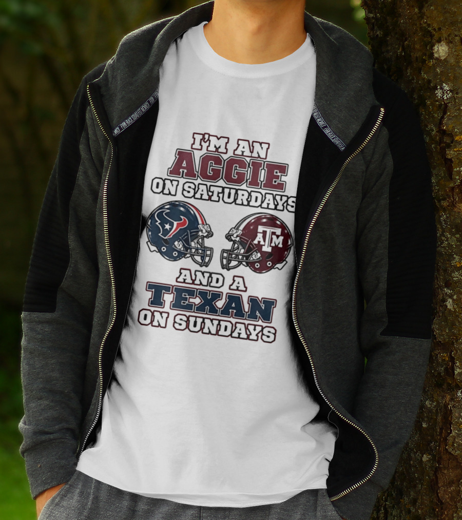I'm An Aggie On Saturdays And A Texan On Sundays Football Helmets T-Shirt