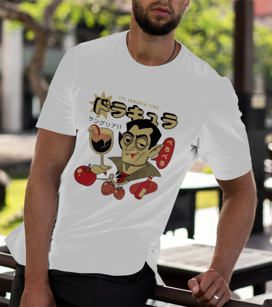 Dracula It's Sangria Time Japanese Vampire Bero Bero Retro Drink T-Shirt