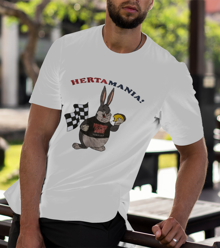 Hertamania Victory Tacos Valencia Calif Big Chungus Checkered Flag T-Shirt