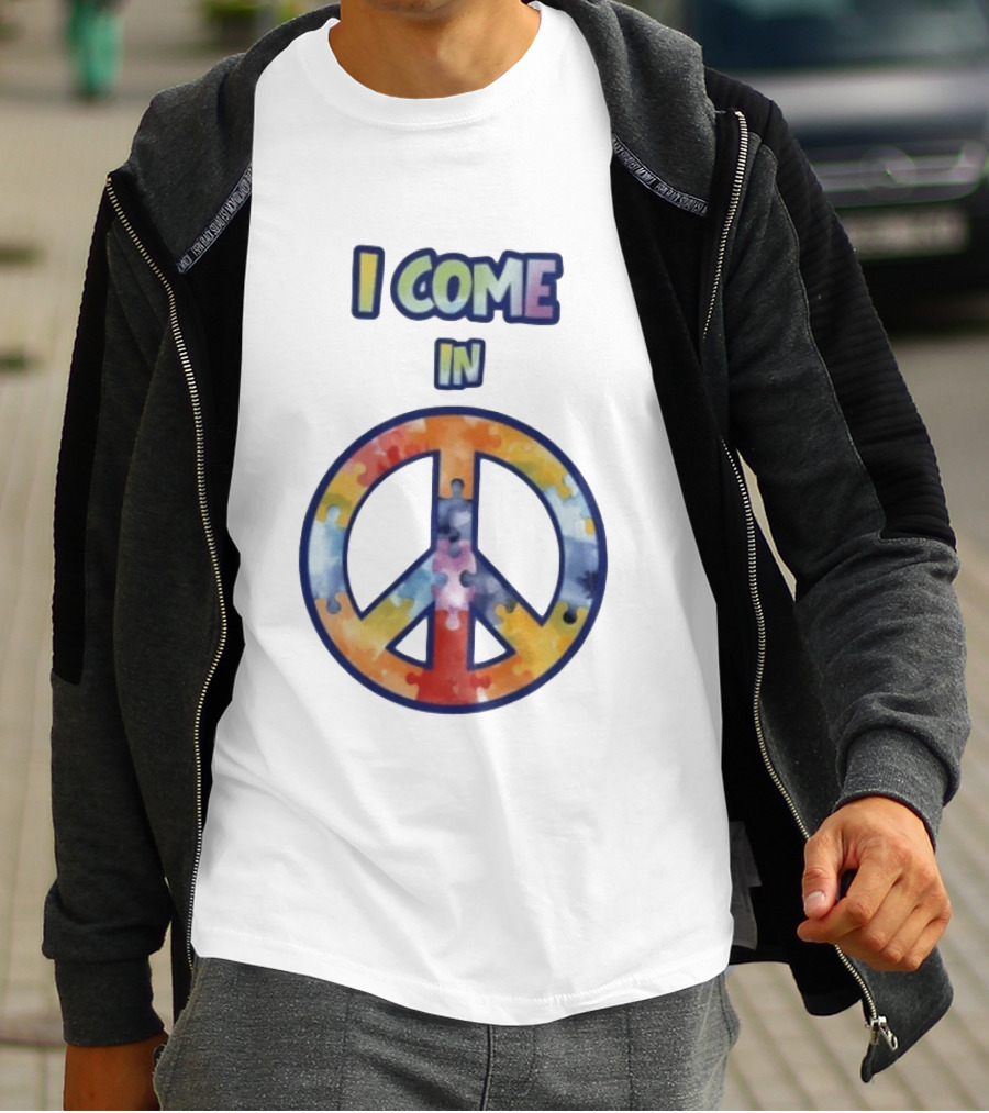 I Come In Peace Puzzle Piece Autism Awareness T-Shirt