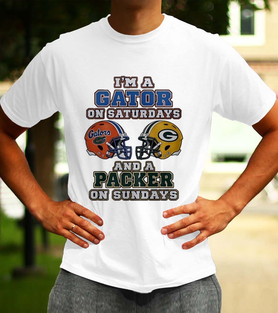 I'm A Gator On Saturdays And A Packer On Sundays Football Fan Gear T-Shirt