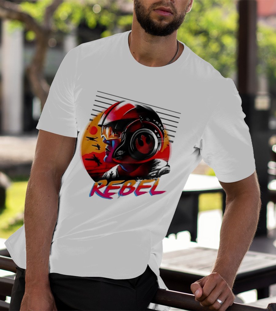 Star Wars Rebel Pilot Helmet Sunset Sci Fi Rebel T-Shirt