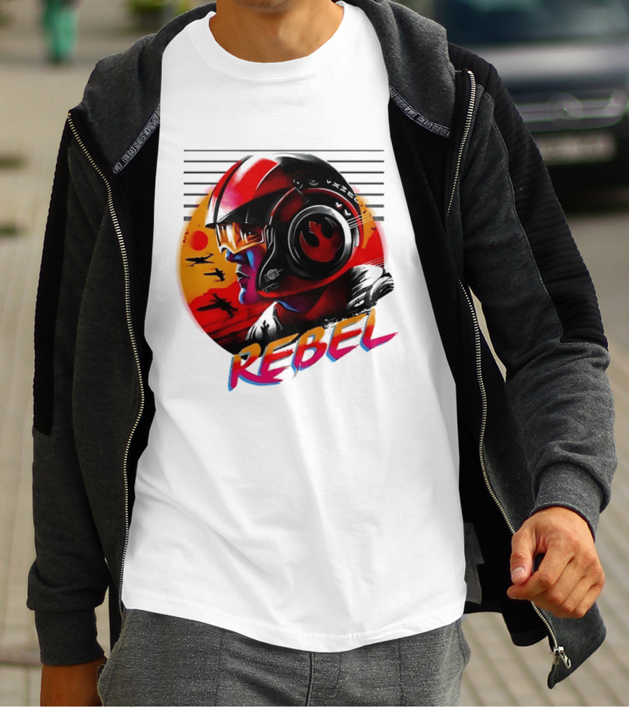 Star Wars Rebel Pilot Helmet Sunset Sci Fi Rebel T-Shirt