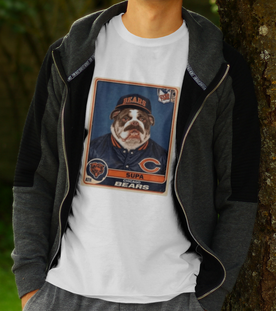 Supa Chicago Bears Football Trading Card Bulldog ATH T-Shirt