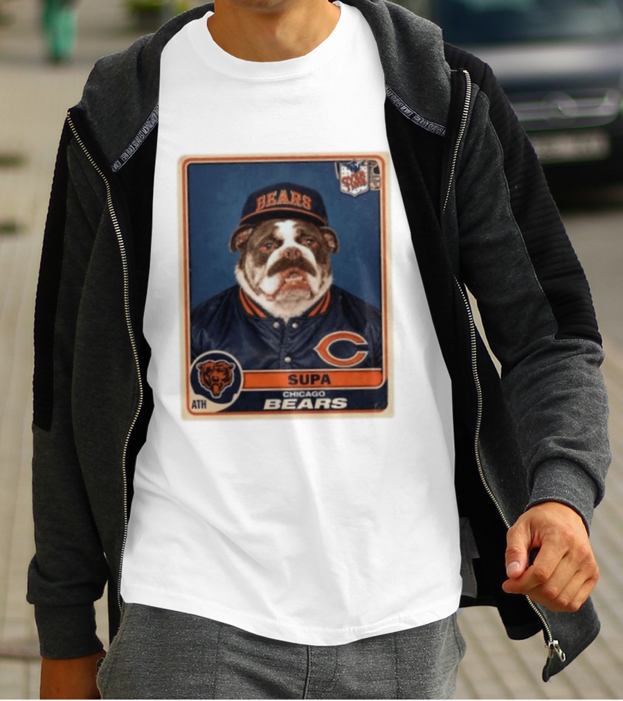 Supa Chicago Bears Football Trading Card Bulldog ATH T-Shirt