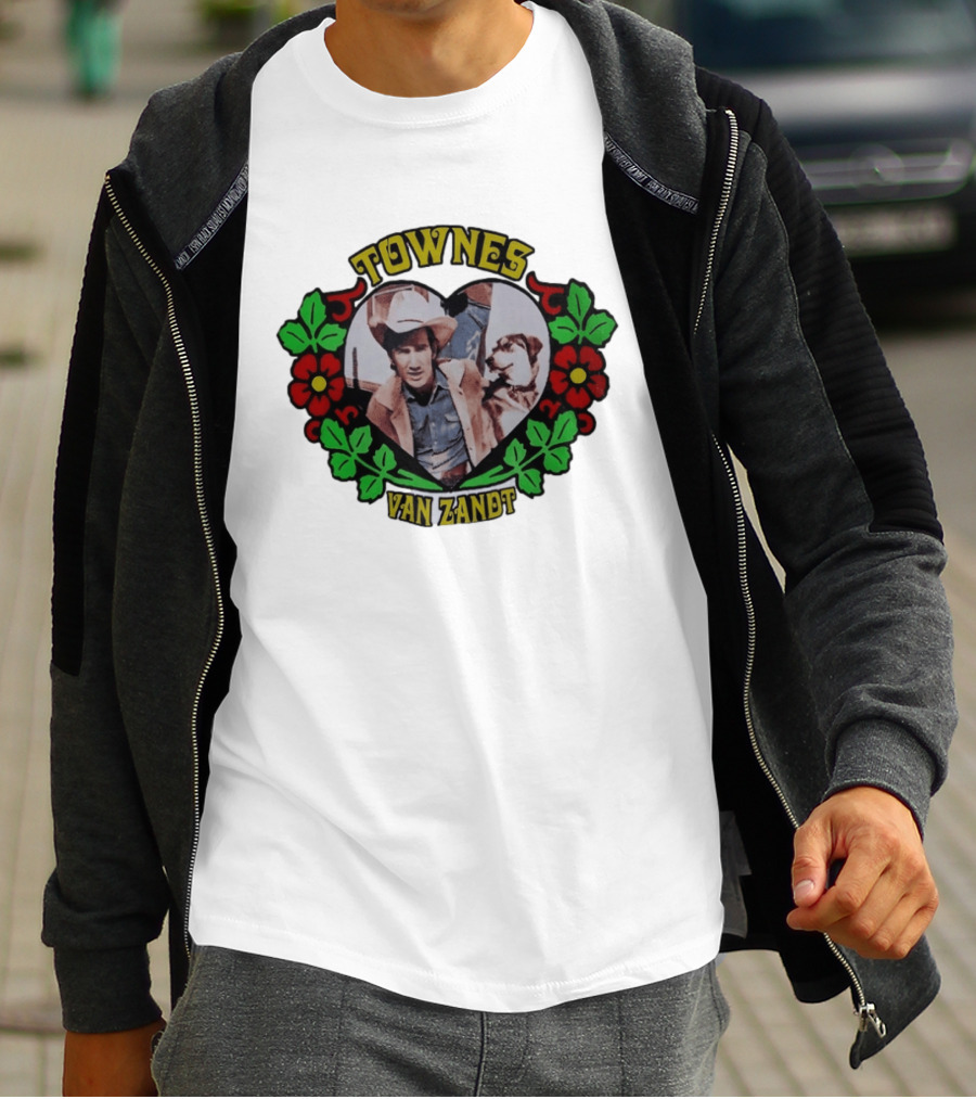 Townes Van Zandt Heart And Flowers Retro Folk T-Shirt