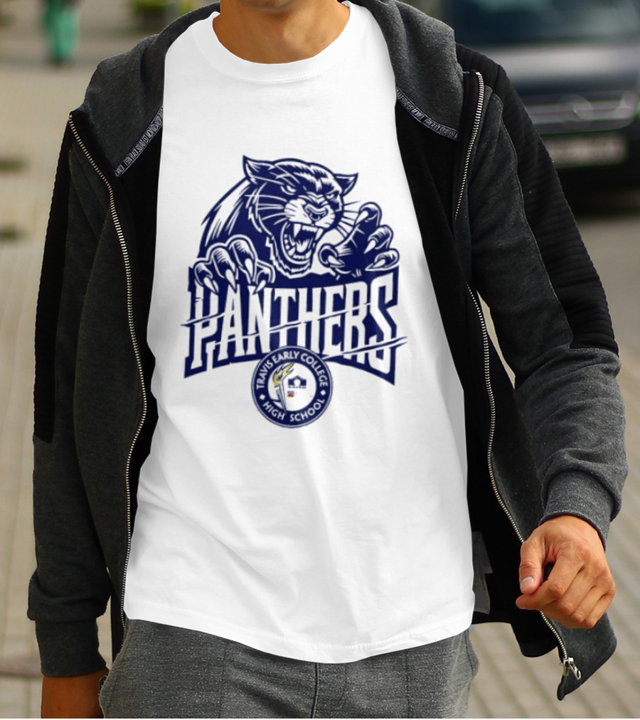 Travis Early College High School Panthers Roaring Panther Paw Claw T-Shirt