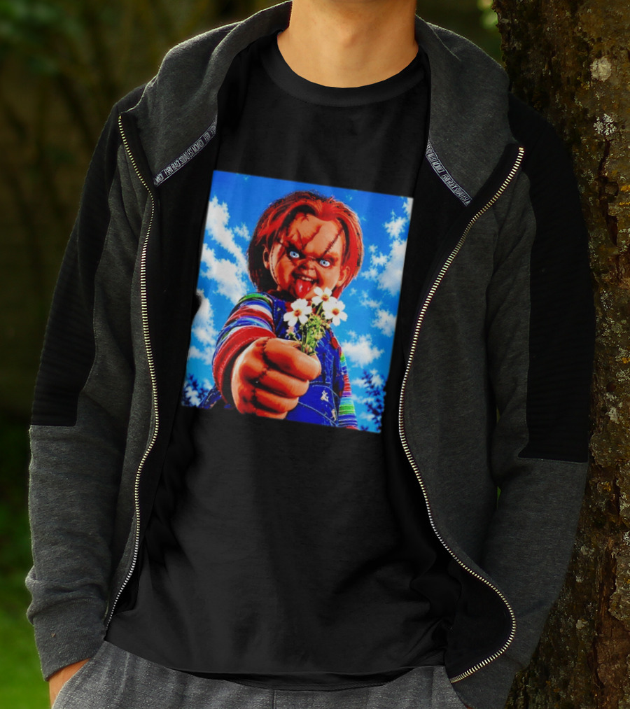 Chucky Child's Play Horror Movie Flowers Gesture T-Shirt
