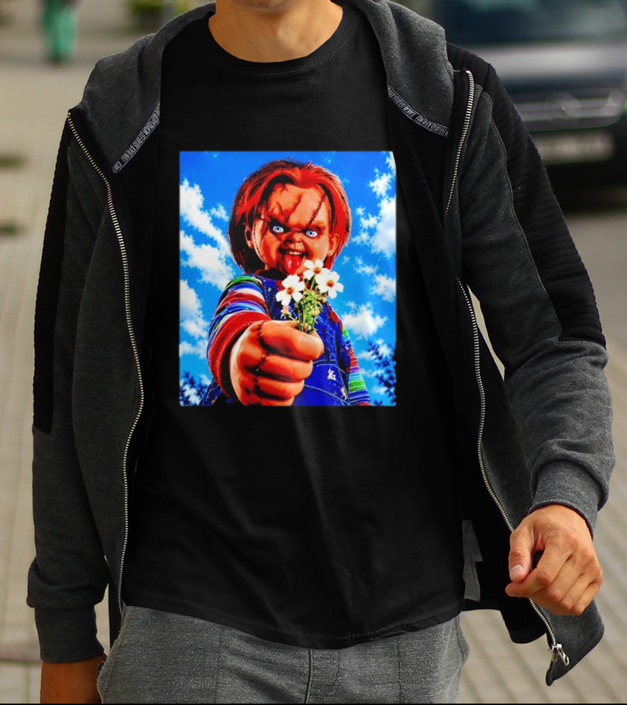 Chucky Child's Play Horror Movie Flowers Gesture T-Shirt