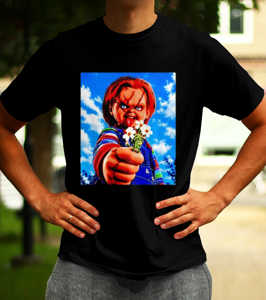 Chucky Child's Play Horror Movie Flowers Gesture T-Shirt