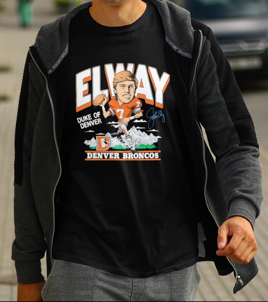 Elway Duke Of Denver Broncos Quarterback Signature Iconic Mountain Denver T-Shirt