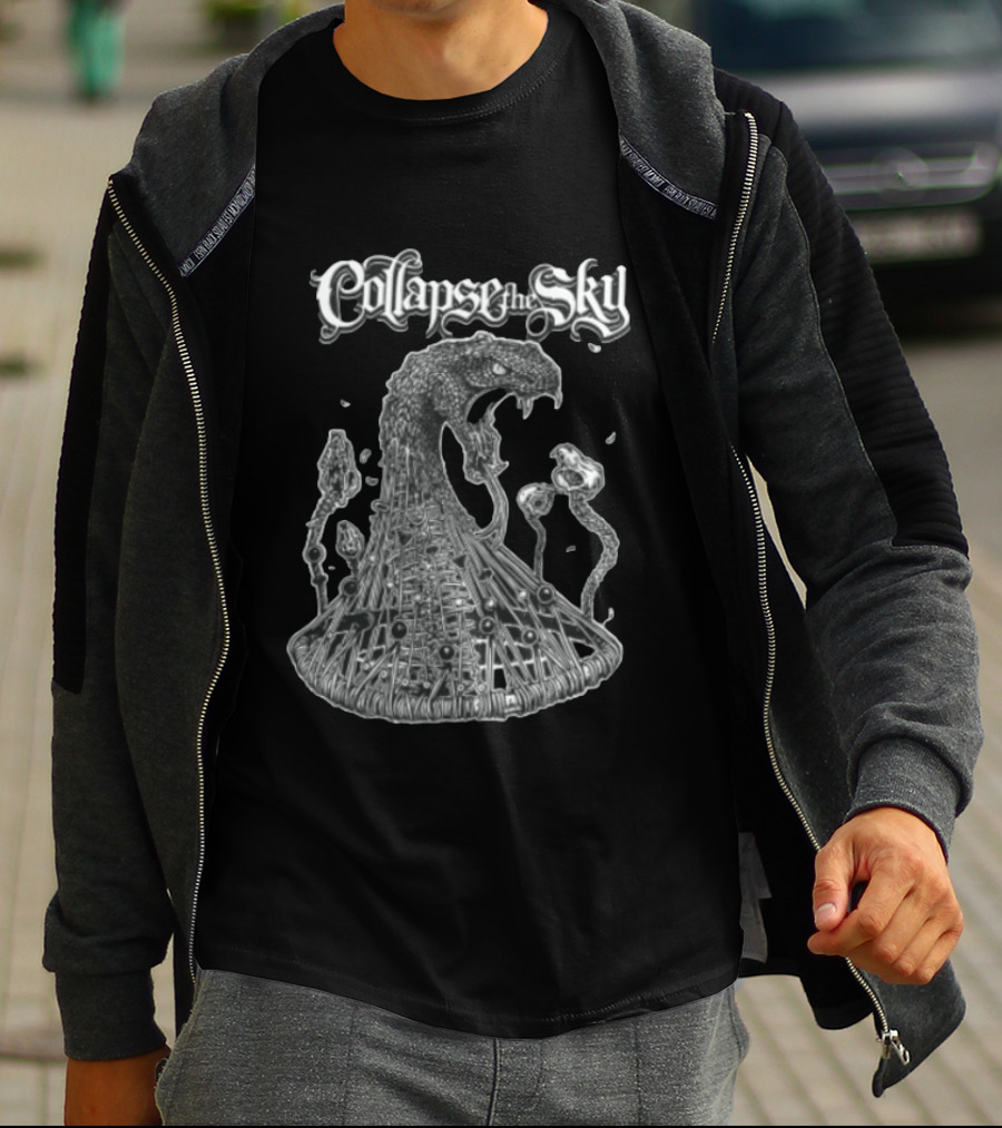 Collapse The Sky Monstrous Serpent Cage Skulls Line T-Shirt