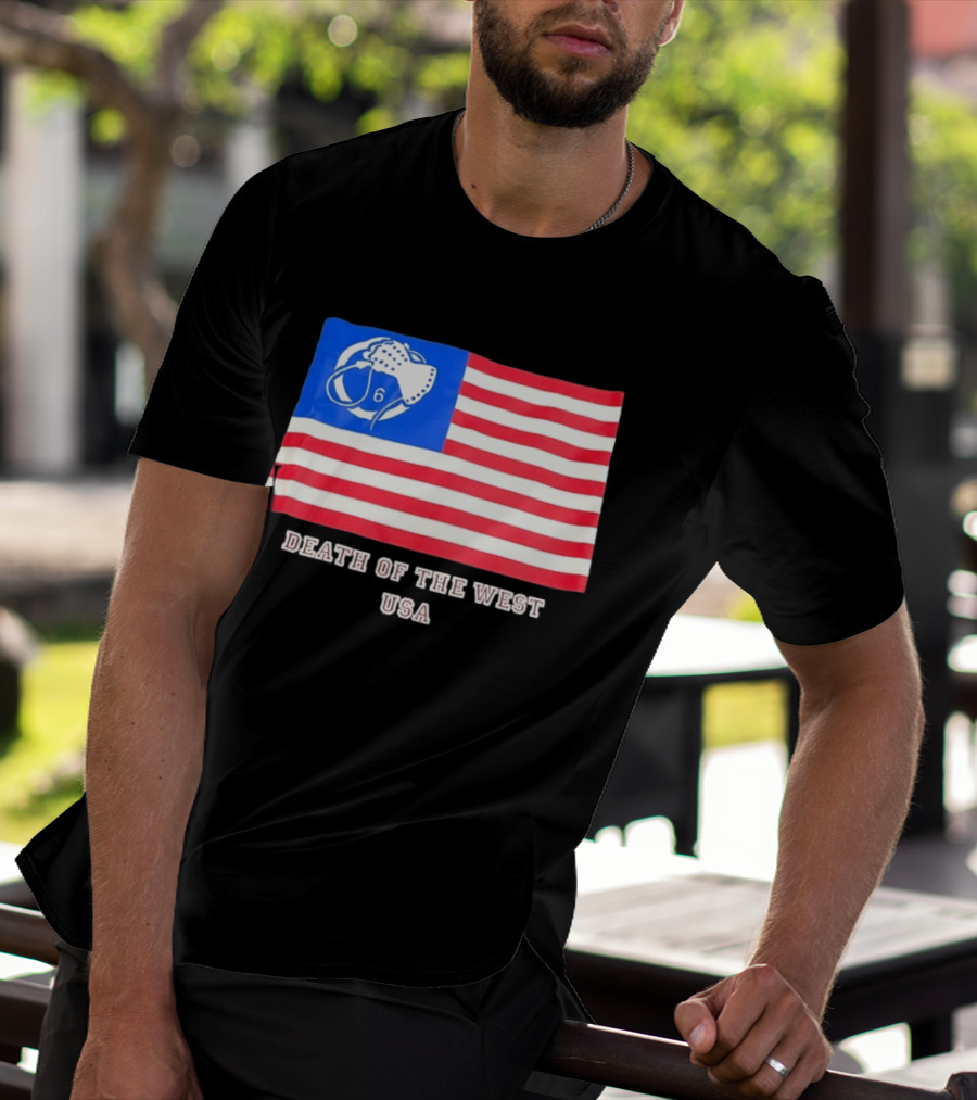 Death Of The West USA Flag Hockey Mask And Crossbones 6 T-Shirt