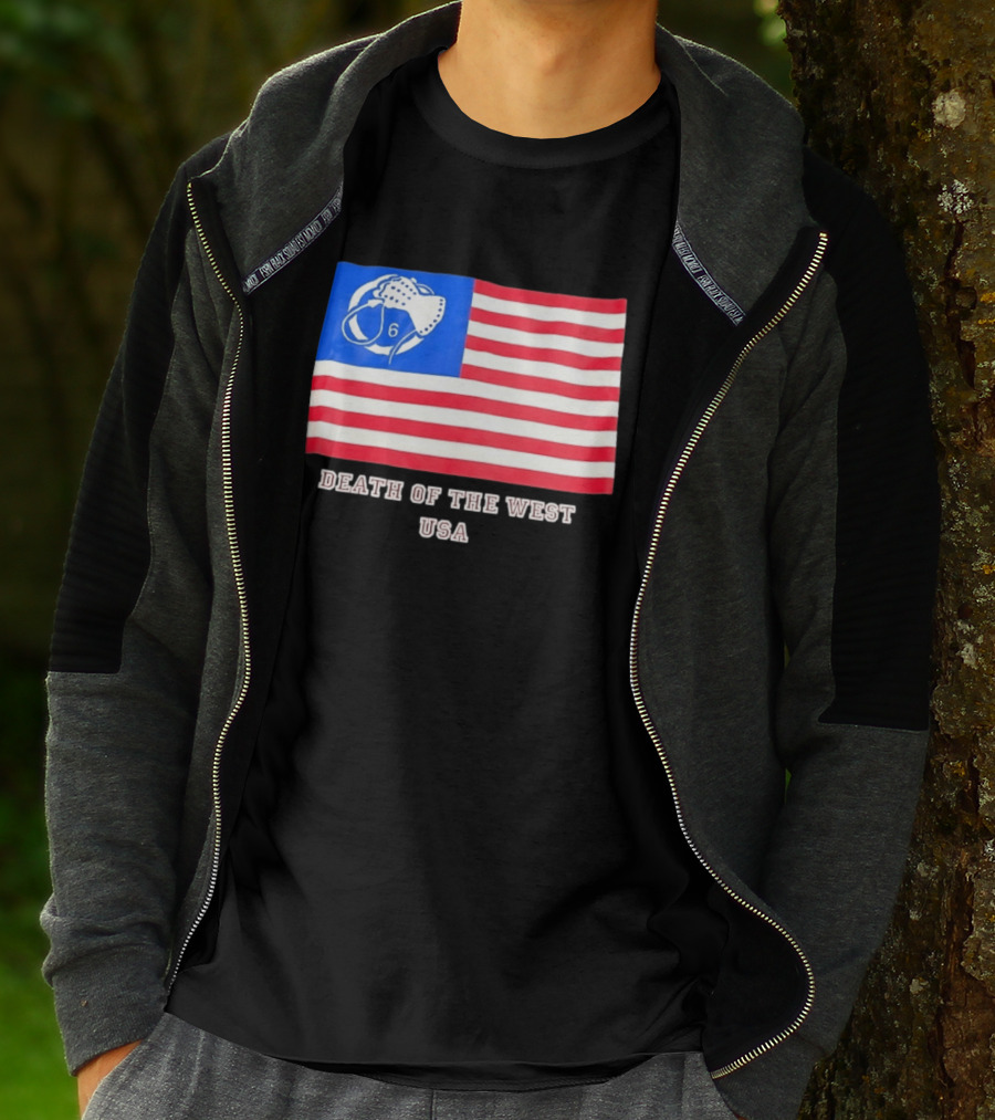 Death Of The West USA Flag Hockey Mask And Crossbones 6 T-Shirt