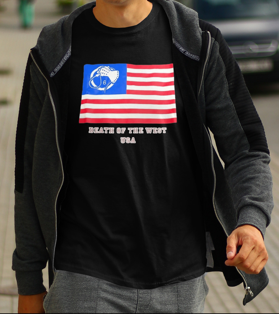 Death Of The West USA Flag Hockey Mask And Crossbones 6 T-Shirt